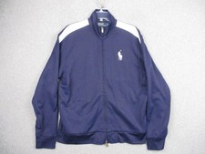 Polo By Ralph Lauren Track Jacket Mens Large Blue Full Zip Big Pony Stripe