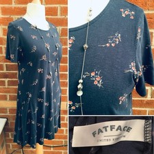 FATFACE Size 12 Navy Blue Floral Dress Summer Holiday Wedding Excellent S8