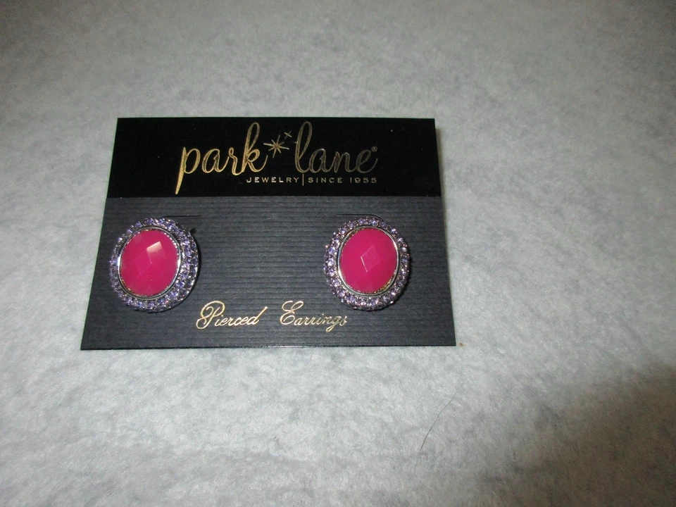 Park Lane серебристого тона фуксия розовый кабошон розовый Pave Halo винтажный потрясающий - Изображение 2 из 2