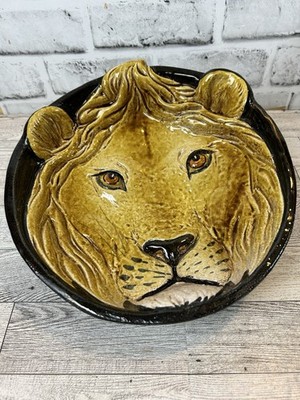 MCM Hollywood Regency Lion Head Hand Painted Decorative Bowl, Italy