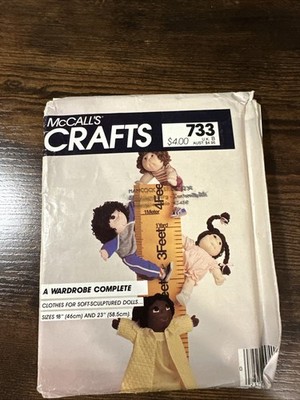 McCalls Crafts 733 Soft Sculpture Doll Clothes Pattern 18 23 VTG Cabbage Patch