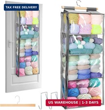 Hanging Yarn Storage Organizer, Over the Door Hanging Yarn Holder with 4 Large P