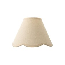 Easy Fit Lampshade Tapered Mini Lamp Shade Lightshade Light Linen Scallop Trim