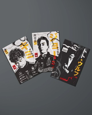 ラッセル アントネッリ ウォルフ メルセデス 日本GP ドライバーズカード Mercedes F1 Kimi Antonelli & Russell Drivers Cards + Toto Wolff
