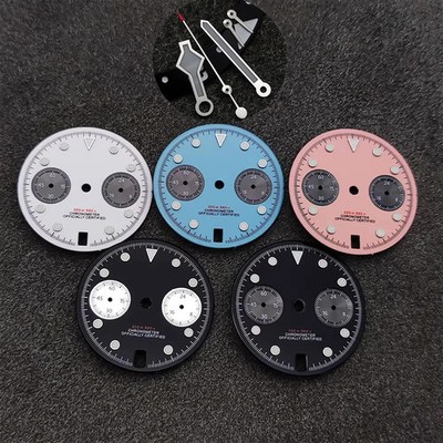 28.5MM VK64 Watch Dial Hands Set 6 O 'clock Calendar Two-Register Faces