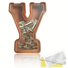 Kids Boy Girl Wooden Large Letter Y Piggy Bank,Great Gift for Birthday,Christmas
