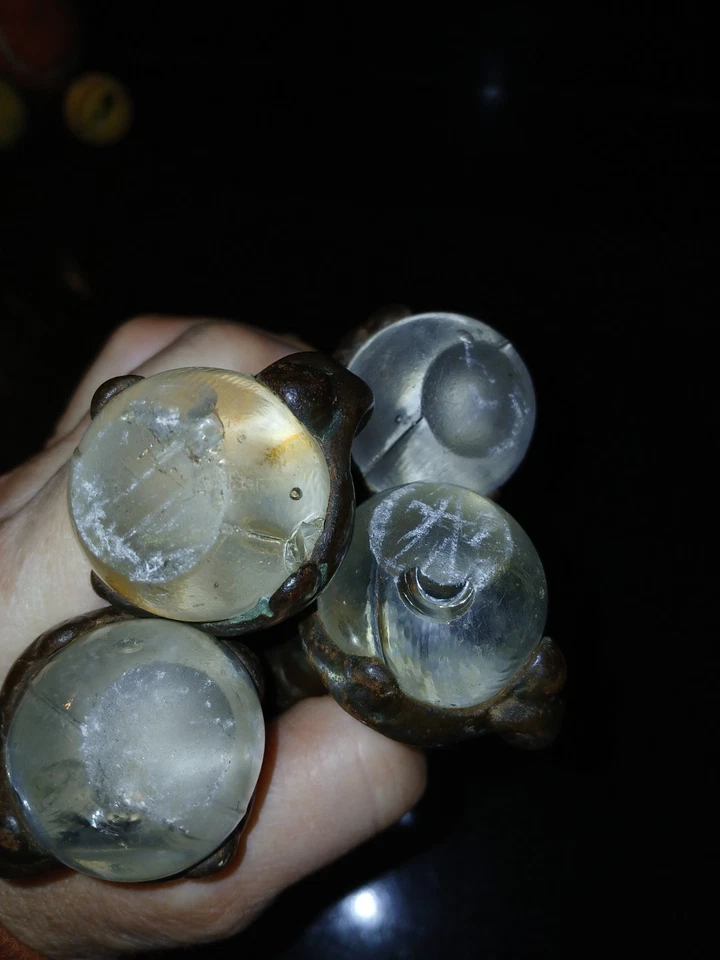 Старинный металлический стеклянный шар и коготь пианино табурет ножки набор из 4 изящный! - Изображение 4 из 4