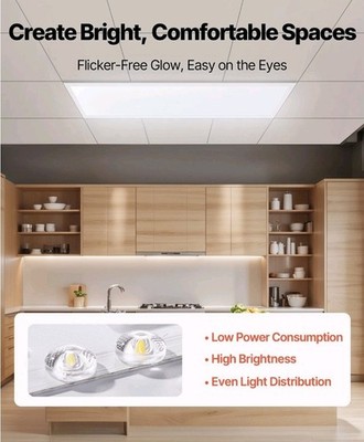 1x4 FT LED Flat Panel Light 5700LM Ceiling Light Fixture 3000K/4000K/5000K 2 PCS