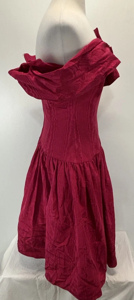Vestido de Fiesta Jessica McClintock Para Gunne Sax De Colección Talla 9 10 Rojo Midi Años 80 90 Foto 4 de 4