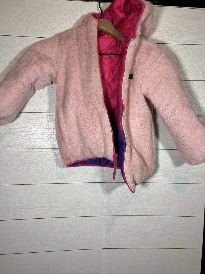 Abrigo Chaqueta Reversible Eddie Bauer Niños Jóvenes Deer Harbor Rosa Púrpura XS 5/6 Foto 3 de 4