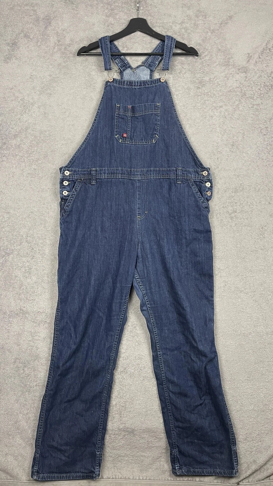 Dickies Overalls Mens XL Blue Denim Bib Carpenter Workwear Straight Leg