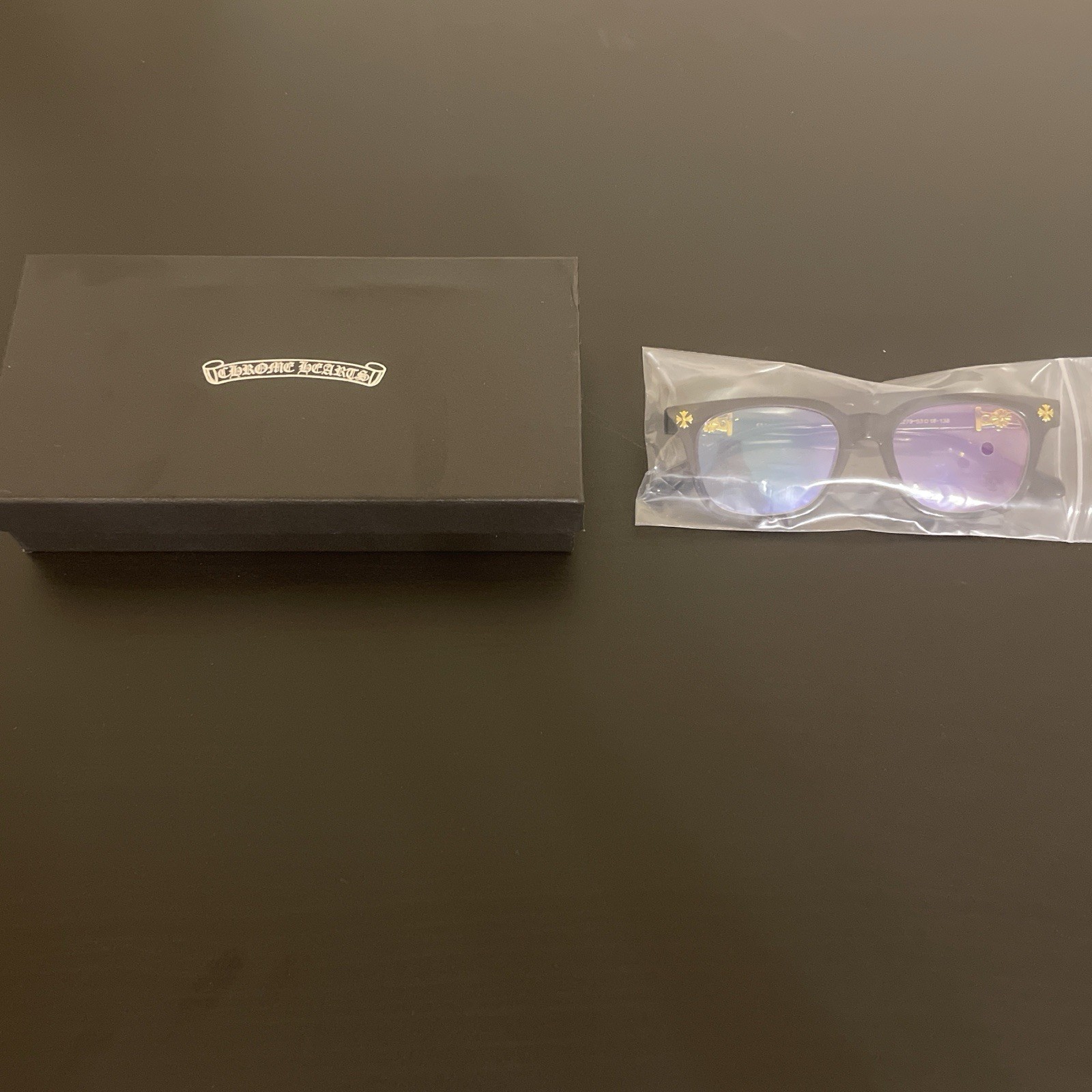 Chrome Hearts Black Full Rim Eyeglasses Gold Accents Plastic Metal Designer thumbnail 3