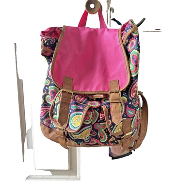 Simply Southern Bag Paisley Multi-Pocket Backpack Hot Pink Brown Full Size - Image 1 of 4