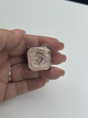 Anillo grande pieza llamativa rosa bisutería vintage talla 7 - Imagen 9 de 10