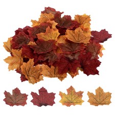 200pcs Artificial Leaves Mixed Fall Maple Autumn Fake Leaf 4 Assorted Colors