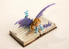 Artist Amy Brown Bookworm Fae Reading Faery Fairy 6-1/4" Statue Figurine Lovely!