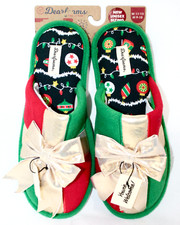 DEARFOAMS Holiday Xmas Novelty Slipper Wmn 11-12 Men 9-10 Red Gold Green VC26198