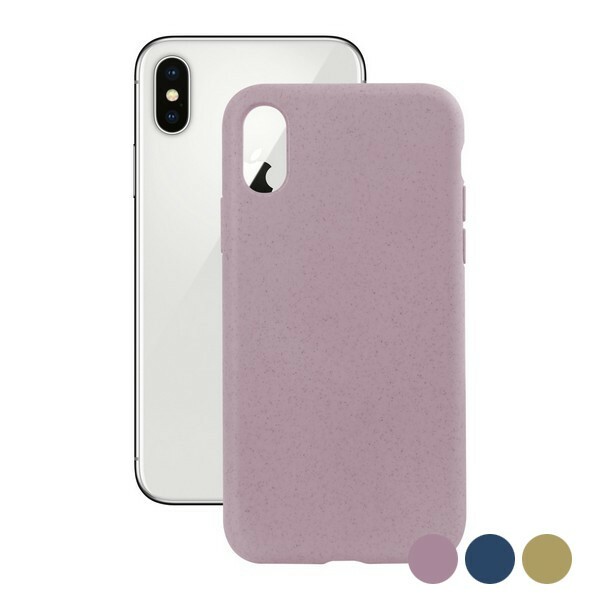 Coque iPhone X éco-responsable rose pastel en paille de blé bio