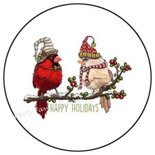 CARDINALS BIRDS HAPPY HOLIDAYS ENVELOPE SEALS LABELS STICKERS PARTY FAVORS