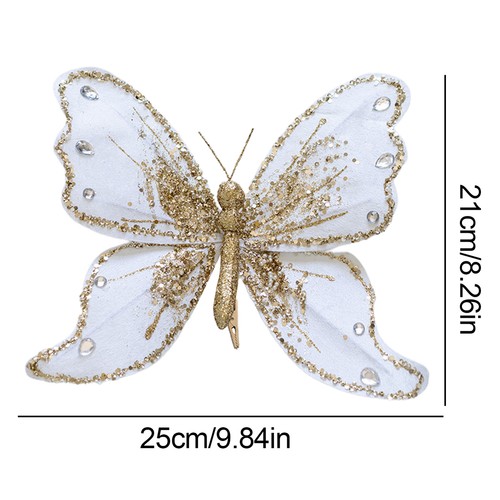 Christmas Tree Butterfly Ornaments Christmas Simulation Butterfly Fabric vividly - Picture 5 of 5