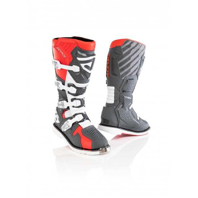 Bottes Moto ACERBIS Homologués X-Race Rossi / Gris Fermeture 4 Leviers Bout En
