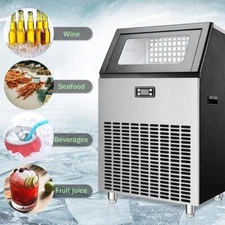 265lbs/24h Commercial Ice Machine with Cube ice & 55lbs Storage Bin