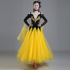 Latin Ballroom Dance Dress Modern Salsa Waltz Standard Long Dress C039 3 Colors