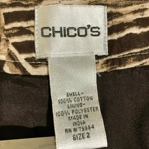 Chico Two Tone Brown Clasp Front Jacket Women Jeweled Neckline 3/4 Sleeve Sz 2/L - Picture 3 of 4