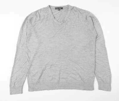 Marks and Spencer Herren Pullover Grau V-Ausschnitt Acrylmischung Größe L