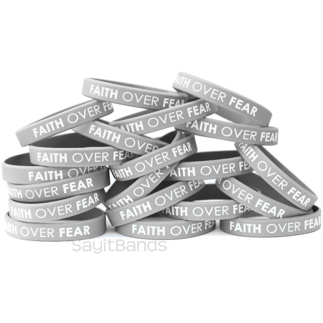 30 FAITH OVER FEAR Wristbands Quality Debossed Color Filled Silicone