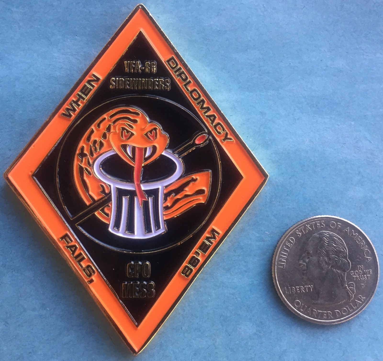US NAVY CHALLENGE COIN STRIKE FIGHTER SQUADRON 86 (VFA-86) SIDEWINDERS CHIEF CPO