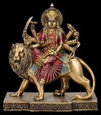 Durga Figur reitet auf Löwe - Schutz Göttin  Hinduismus Indisch Sammler