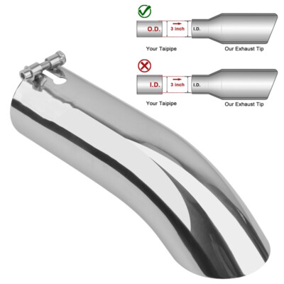 1pc/2pc Exhaust Tip 3'' Inlet 3'' Outlet 12'' Long Stainless Steel Turn Down Pipe