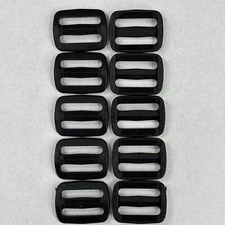 1" Plastic Black Curve Tri-Glide Slider Adjustable Buckle Bags Webbing LOT OF 10