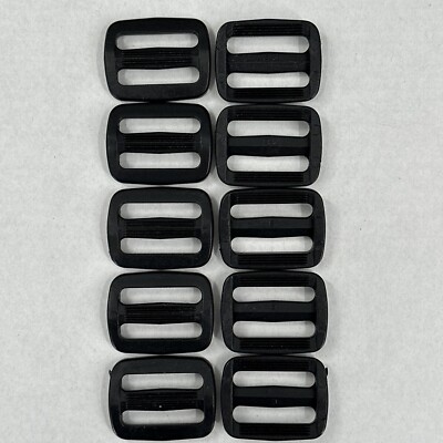 1'' Plastic Black Curve Tri-Glide Slider Adjustable Buckle Bags Webbing LOT OF 10