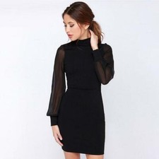 Sexy Club open Back Skirt dress Pure black Colour Slim Stitching Dress