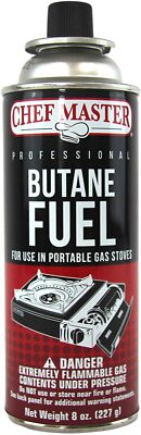 Chef Master Butane Fuel Cylinders 8oz Butane Canisters for Portable Stove 4 PCS