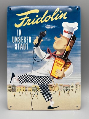 Blechschild-Vintage-Maggi-In unserer Stadt, Fidolin-Deko