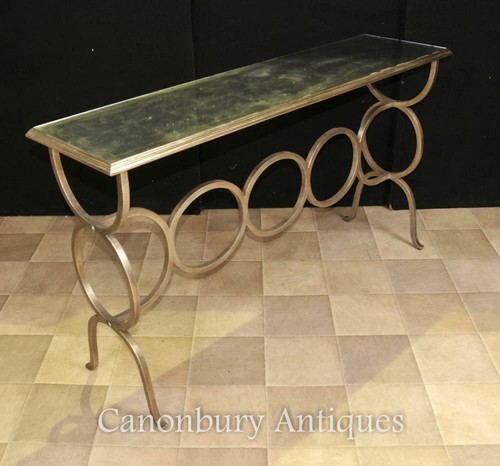 French Art Deco Mirrored Console Table Steel Base - Picture 7 of 7