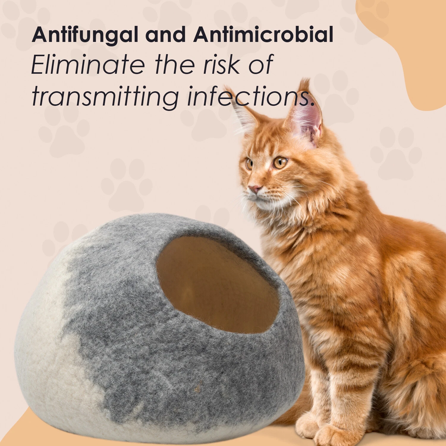 Handcrafted wool felt cat bed/High-Quality Felt Cat Cave/Pet Furnitur