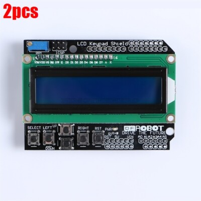 2Pcs Duemilanove Robot 1602 Lcd Board Keypad Shield Blue Backlight For Arduin by