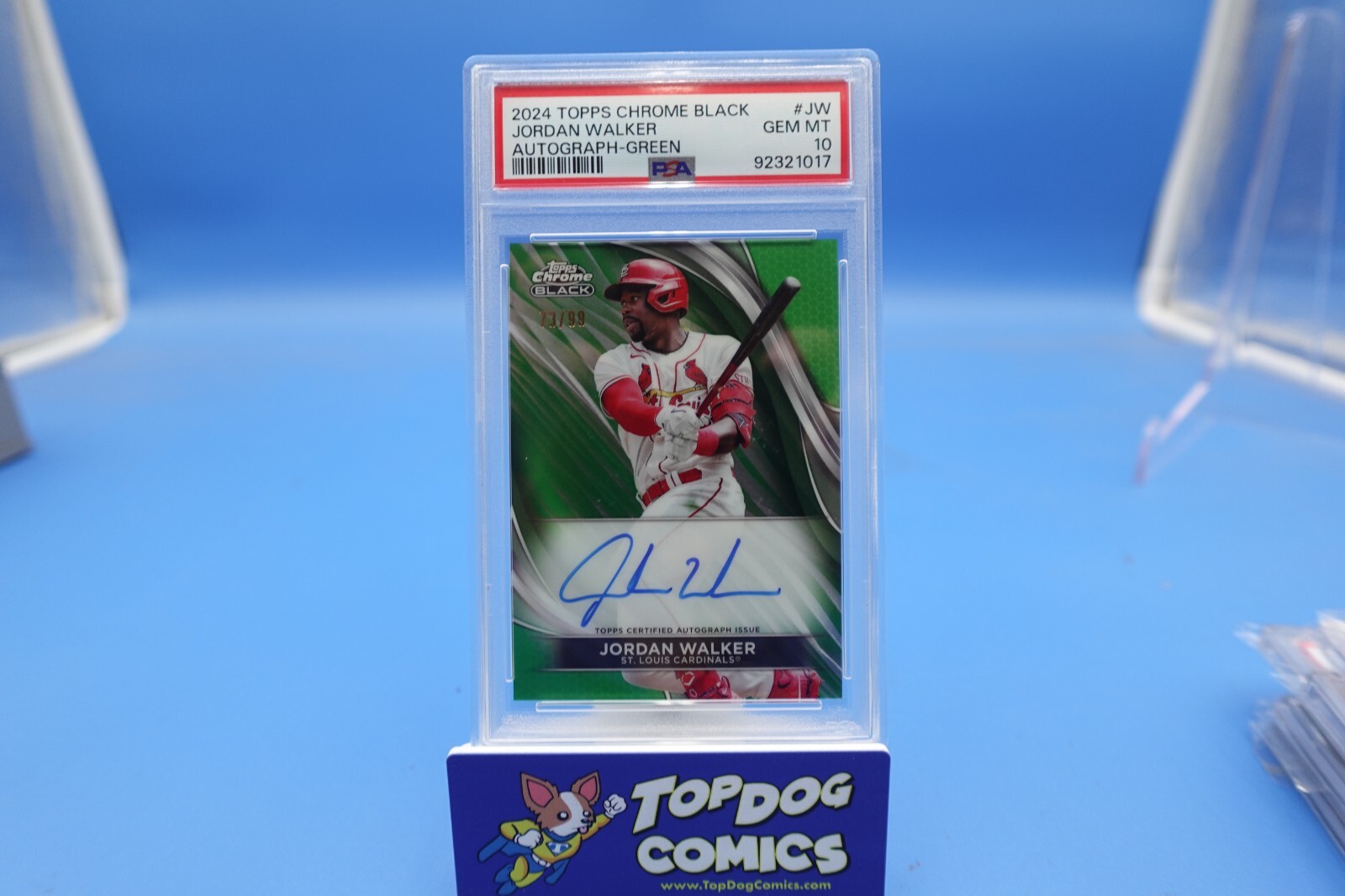 2024 Topps Chrome Black Jordan Walker Auto Green SP 73/99 PSA 10