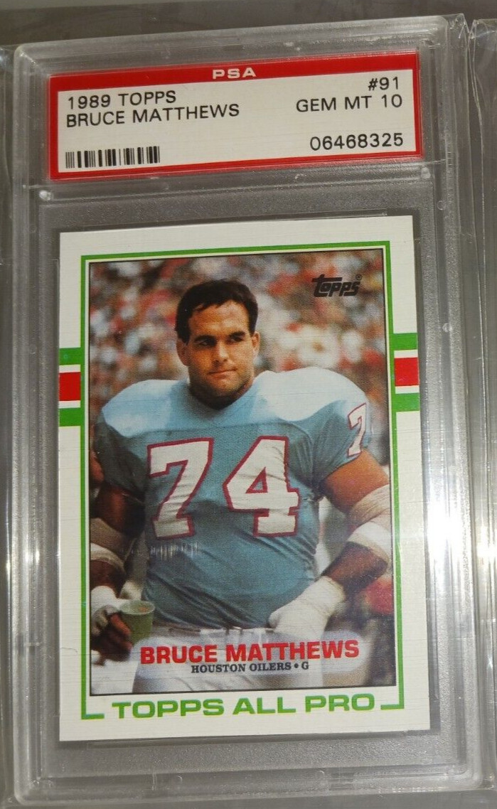1989 Topps #91 Bruce Matthews ROOKIE RC PSA 10 Gem Mint MT USC Oilers HOF