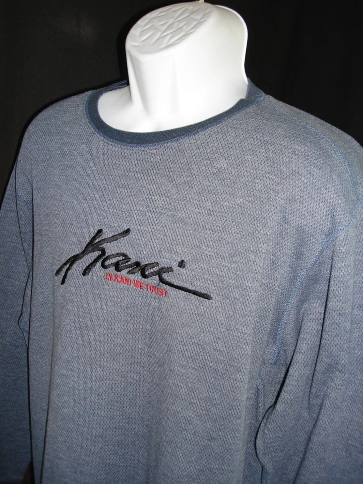 Camiseta térmica Karl Kani bordada azul mezcla algodón/poliéster cuello redondo L/S talla M Foto 4 de 4