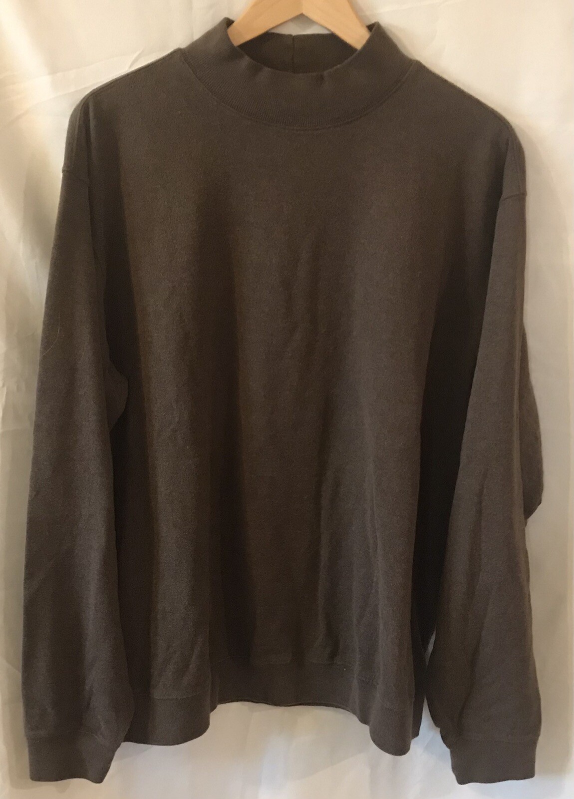Lands End Mens Brown Mock Neck Pullover Sweater Brown… Gem