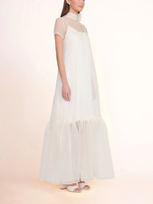 Elegant White Organza Gown See Through Minimalist Bridal Wedding Evening Dress