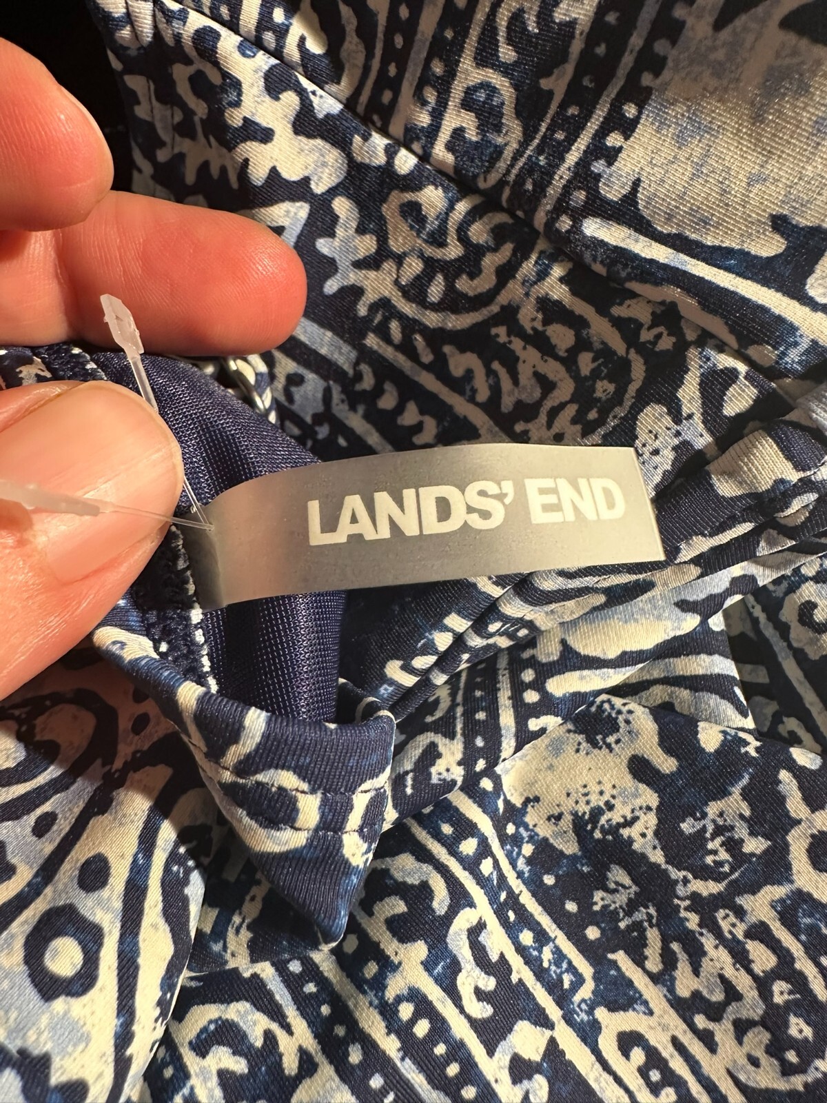 Lands' End Blue Patchwork Tummy Control Padded Ta… - image 10