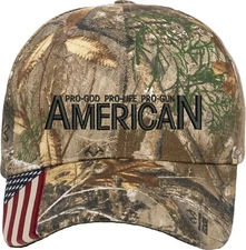 Pro God Pro Life Pro Gun 1 Color Embroidered Camo Structured Adjustable Hat