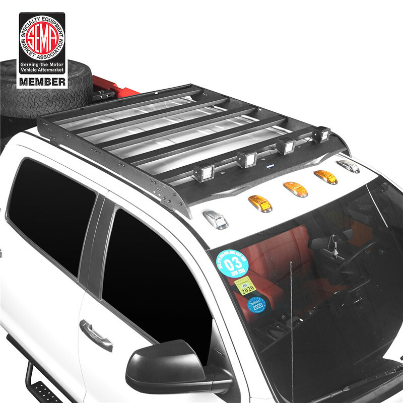 Top Roof Rack Cargo Carrier w/ 4× LED Lights Fit 2014-2021 Toyota Tundra Crewmax