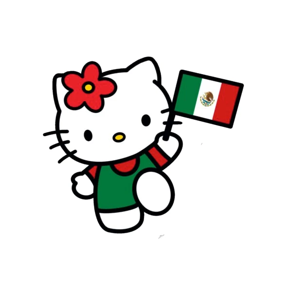 MEXICO FLAG-HELLO KITTY- STICKER DECAL,HELLO KITTY MEXICANA